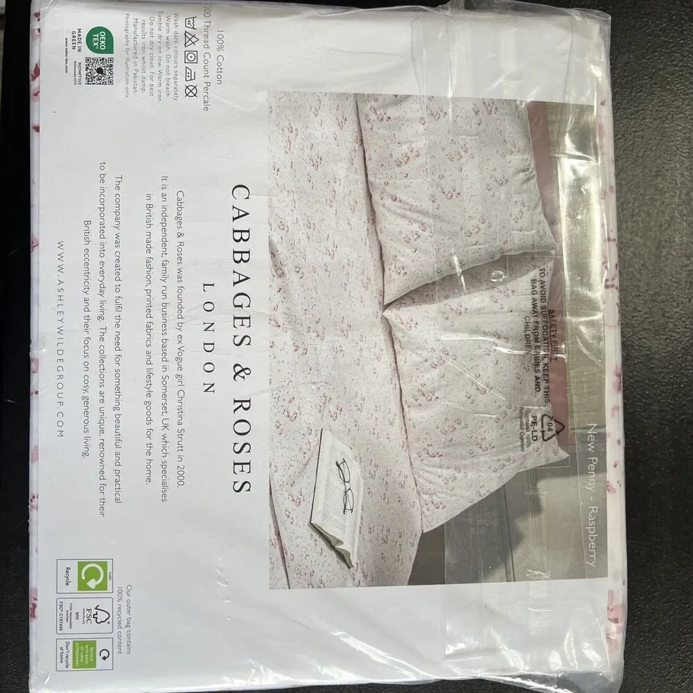Cabbages & Roses King 4pc Sheet Set Pink White Floral New Penny Raspberry NEW